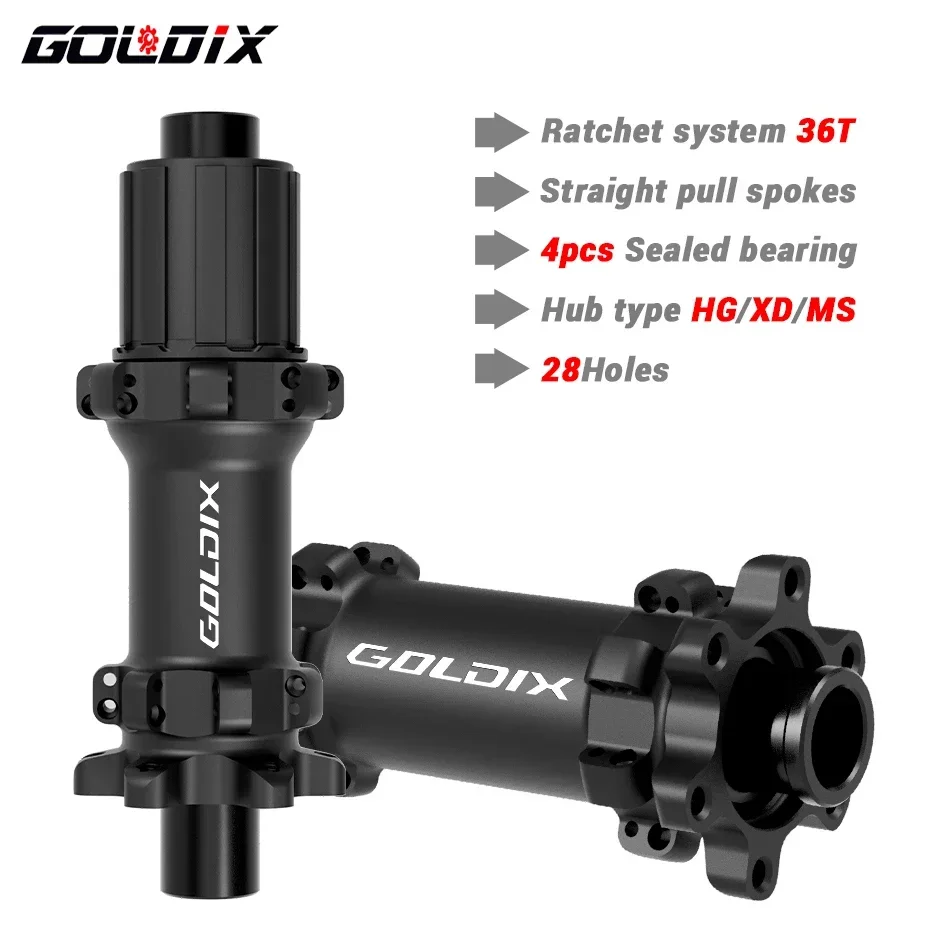 GOLDIX M370 MTB Hub 28H - 36T Ratchet HG/XD/MS Freehub 6-Bolt Disc Boost 148x12 110x15 141x10 100x15mm Sealed Bearing