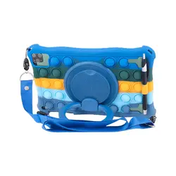 Universal Rotating Silicone Tablet Case with Shockproof Stand, 10.1 - inch, Black (CMB Strap - Pen)