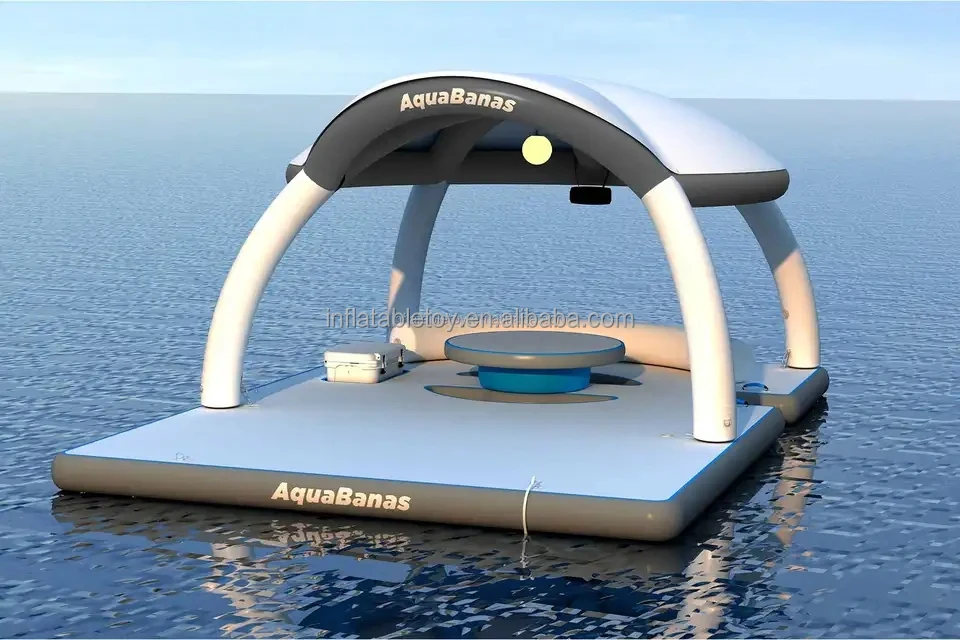 10 Person Inflatable Pool Float Island Floating Deck with Tent and Lounge for Sale