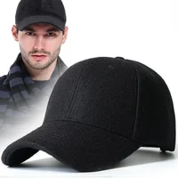 Men's Baseball Cap Wool Winter Hat 2021 Thickened Big Head Circumference Hat Fashion Warm Trucker Cap Outdoor Sport Dad Hat 2