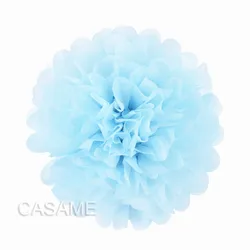 Set of 5 Colorful Tissue Paper Pom Poms for Party and Event Decor (Light blue)