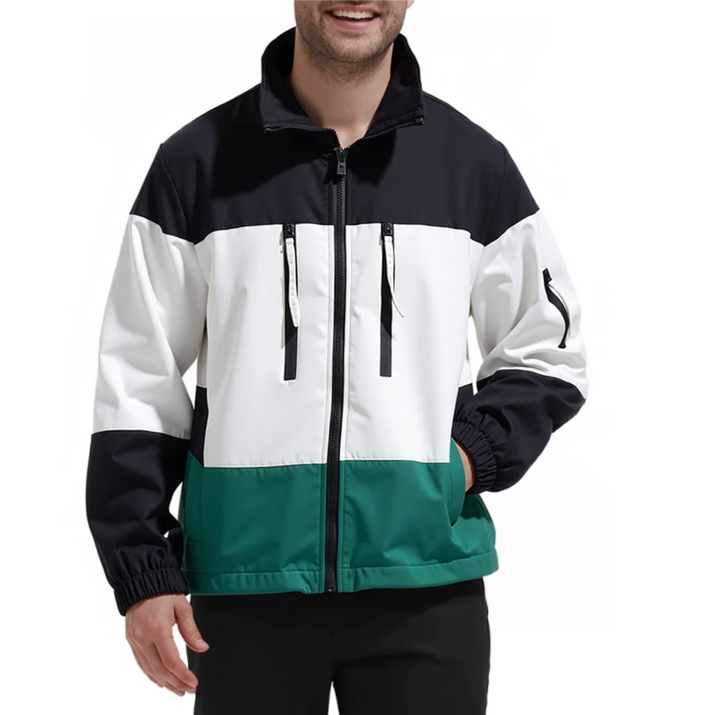 ​Mens Windbreaker Jacket Casual Loose Fit Workwear Color Block Hooded Coat Unisex Outdoor Riding Cycling Spring Autumn​
