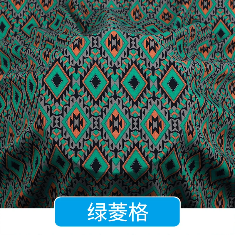 New Plaid Printing Artificial Cotton Silk Fabric Women's Dress Home Clothing Cotton and Silk Fabric By Meter