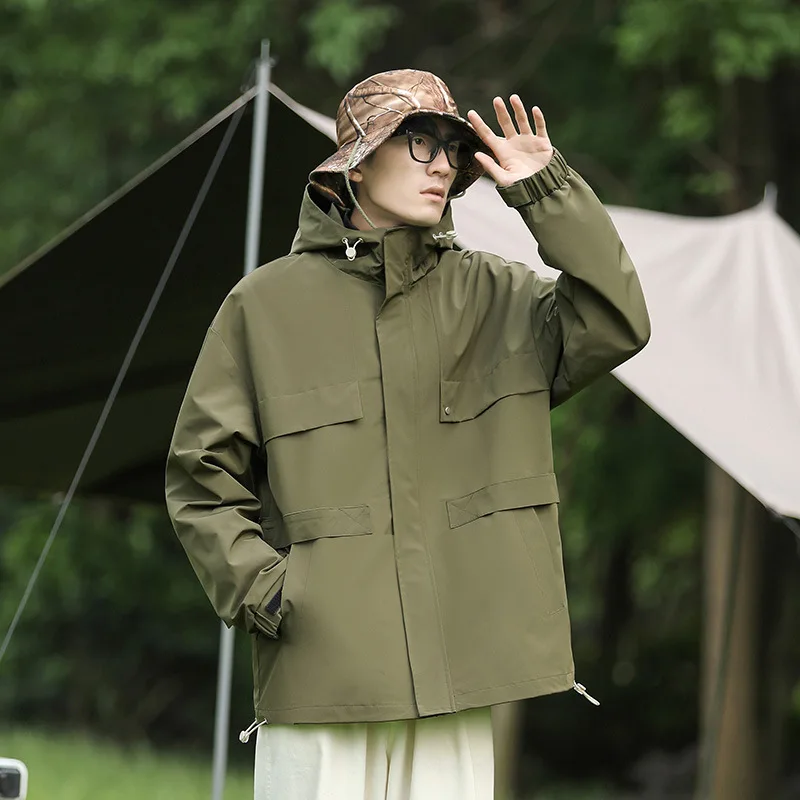 

Plus Size Outdoor casual jacket men's hooded jacket autumn youth waterproof casual multi pocket jacket big size 6XL 7XL 8XL 9XL