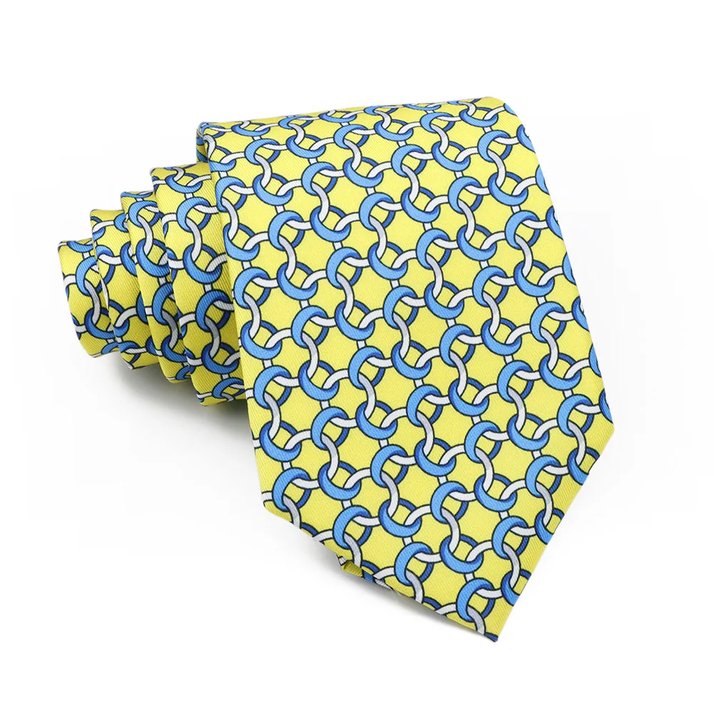 Soft Men's Imitation Silk 52 Colorful 8cm Lines Geometric Patterns Leisure Tie Business Party Gentleman Necktie Accessories Gift