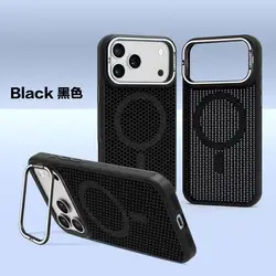 Stylish Shockproof Honeycomb Magnetic Lens Mount Case Cover - iPhone 15 Plus (Black)