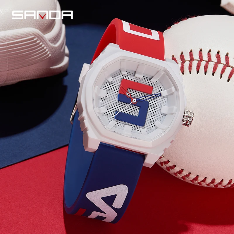 SANDA 2022 New Unisex Womens Mens Watches Top Brand Luxury Sports Silicone Waterproof Quartz Watch Men Relogio Masculino