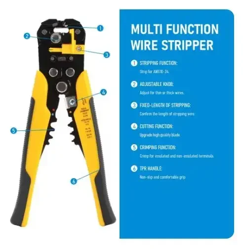 Wire Stripper Tools Crimper Cable Cutter Adjustable Automatic Wire Stripper Multifunctional Stripping Crimping Pliers Terminal Hand Tool