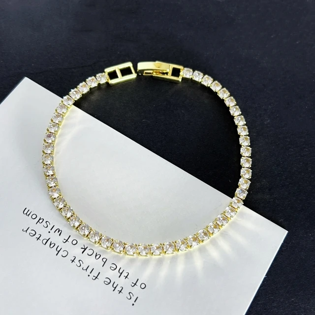 Stainless Steel Gold/ Silver Color 4mm Zirconia Chain Tennis Bracelets for Women 16/18 cm Wristband Pulsera Luxury Jewelry Gifts 3