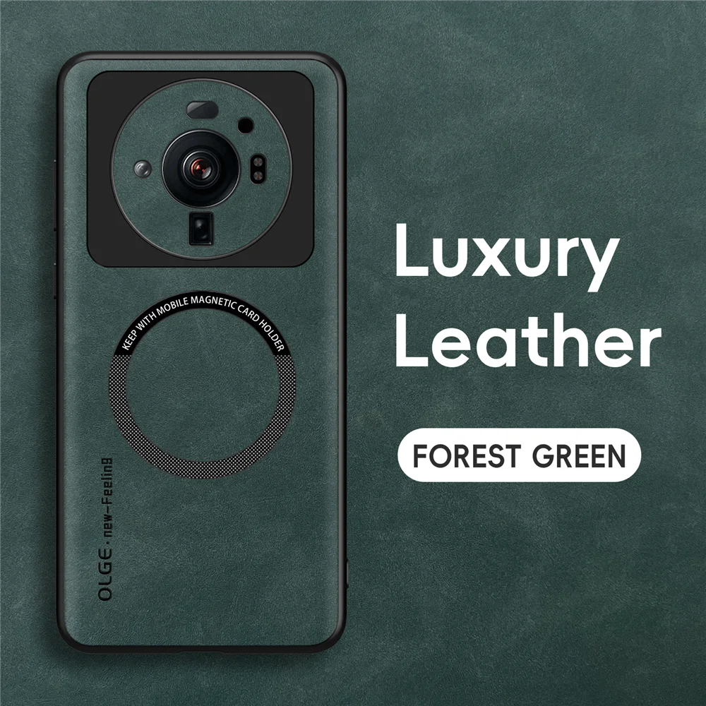 Magnetic Retro Leather Soft Phone Case with Wireless Charging Compatibility