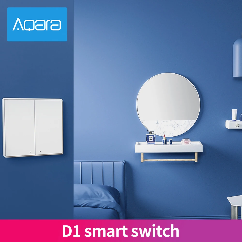 Aqara D1 Smart Wall Switch Zigbee Wireless Remote Control Key Light Switch Neutral Fire Wire Triple Button For Mijia Smart Home, Alina Gadgets