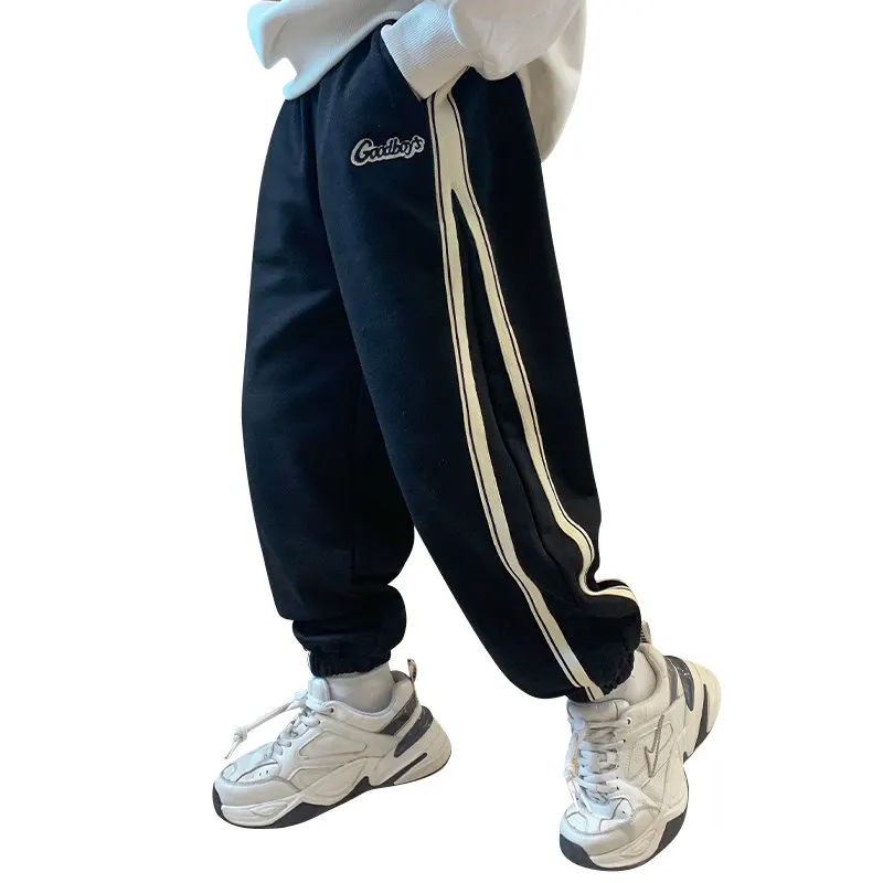 

Children's Pants for Boys Fashion Side Split Striped Sweatpants Casual Clothes Spring Autumn Hot Deals Teenage Running Trousers