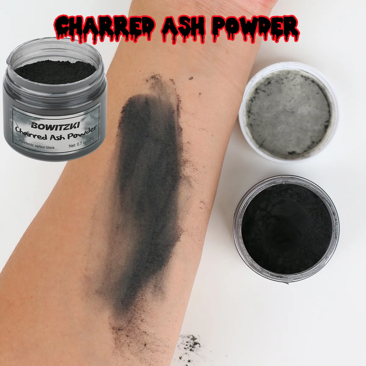 Bowitzki Halloween Makeup Special Effects Oil Face Body Paint Fake Blood Scar Wax Charred Ash Powder with Sponges Brush 5