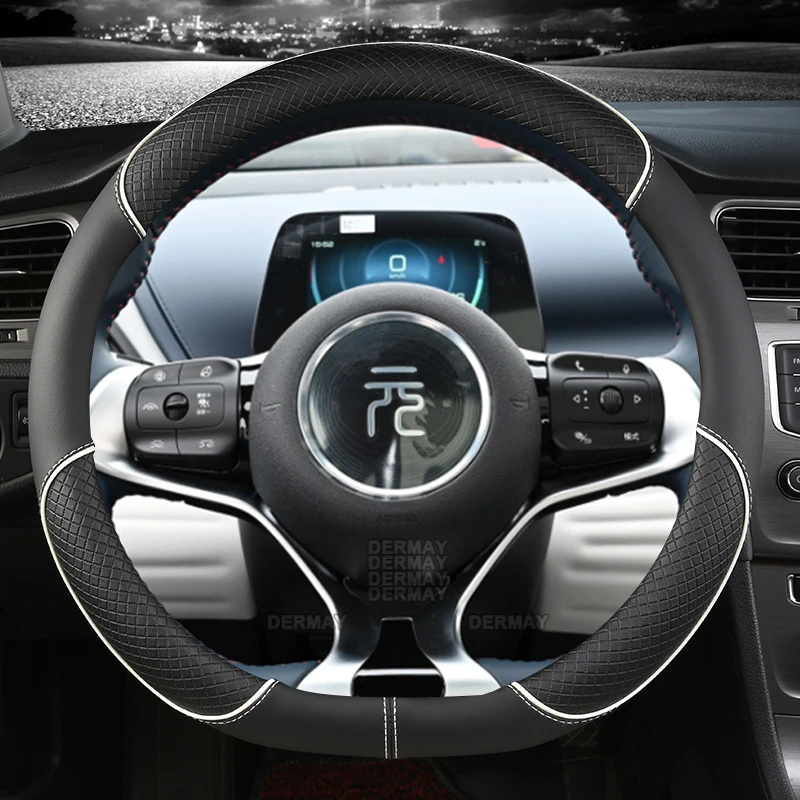 Steering Wheel Cover For BYD Dolphin Atto3 Atto 3 EV Yuan Plus Microfiber Leather Sport D Shape Car
