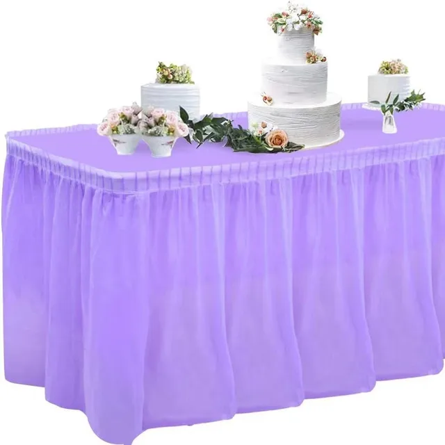Tablecloth Set Disposable Solid Color Table Cover Table Skirts Rectangular Paper Table Covers With Long Skirting For Party 6