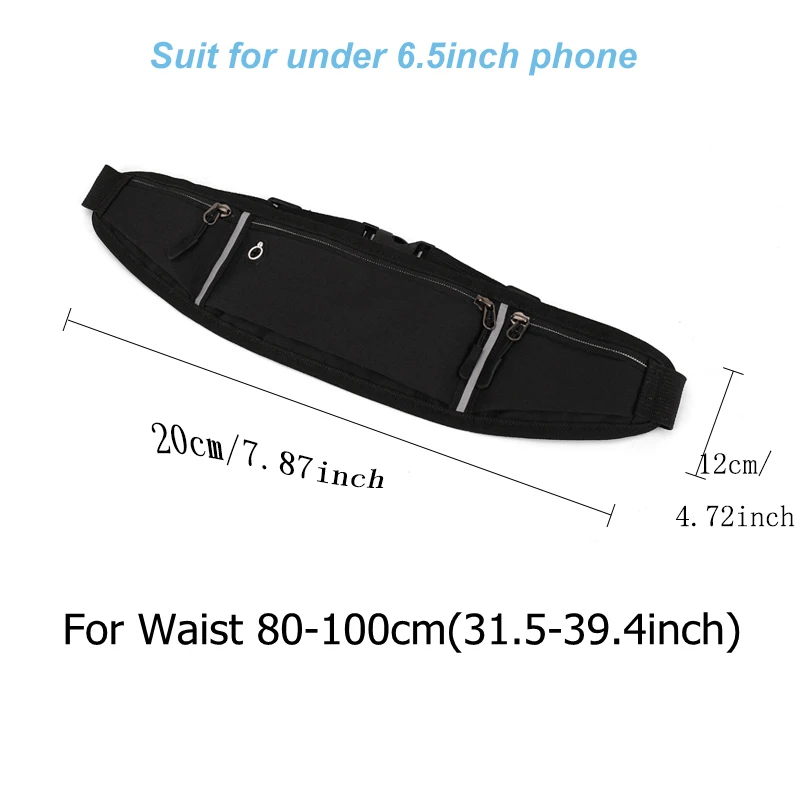 Reflective Stripe Running Pouch Runners Belt Workout Waist Bag Unisex Adjustable Lightweight Gym Sports Running Waist Bag