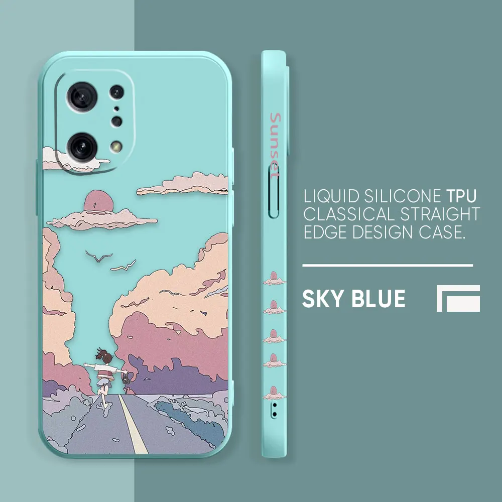 thumbnail image 1 of Case For OPPO FIND X6 X3 REALME X7 X50 RENO 2 4Z 4 6 Lite 5Z 5F 4G 5G PRO Liquid Silicone Case Sunset Maple Snow Mountains, 1 of 5