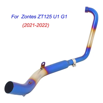 Slip On Motorcycle Headers Connect Pipe Front Link Tube Stainless Steel Exhaust System For Zontes ZT125 U1 G1 2021 2022