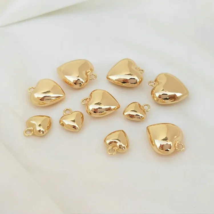 

15MM Gold Color Brass Heart Charms Pendants Jewelry Making Supplies Diy Bracelet Necklace Earring Findings Accessories