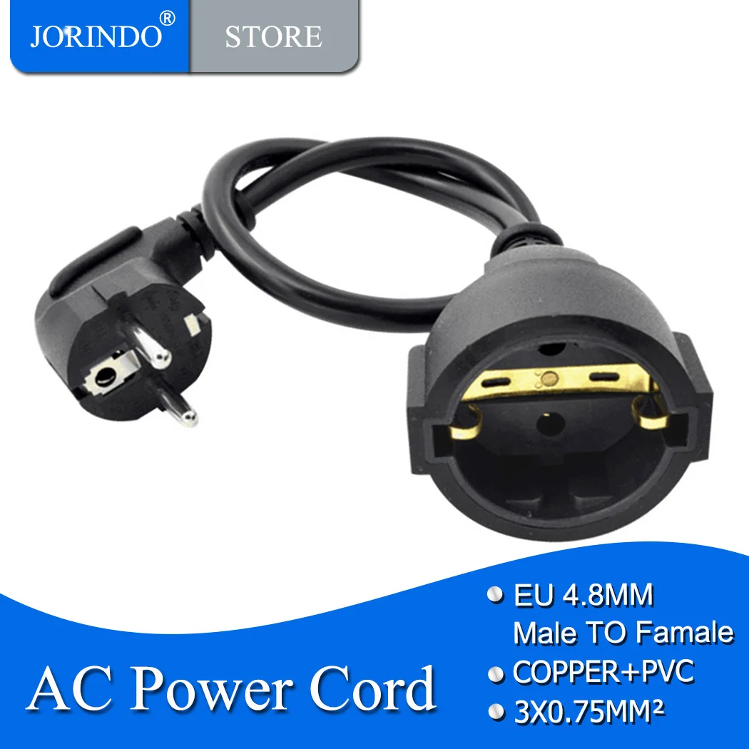 JORINDO European Power Extension Cord,Germany Male to Female Power Extension Cord Cable,for PC Computer PDU UPS 0.5M/1.64FT