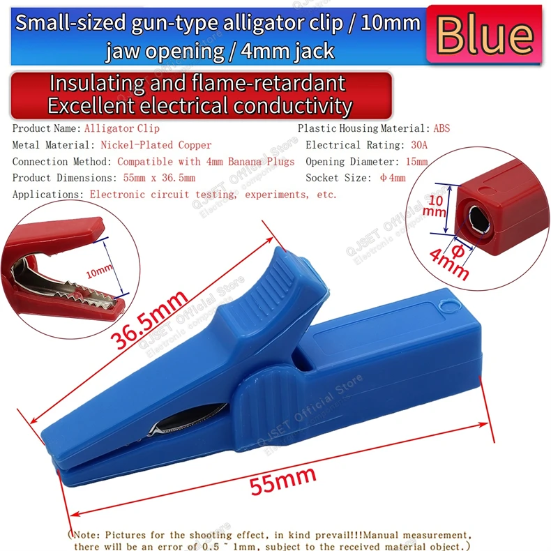 1 Stück/1 Set 32A 55mm Reinkupfer Vollständig Geschlossener Isolierter Krokodilklemmen-Anschluss 4mm Testclip Hochspannungs-Verbindungskabelklemme – Detail 7