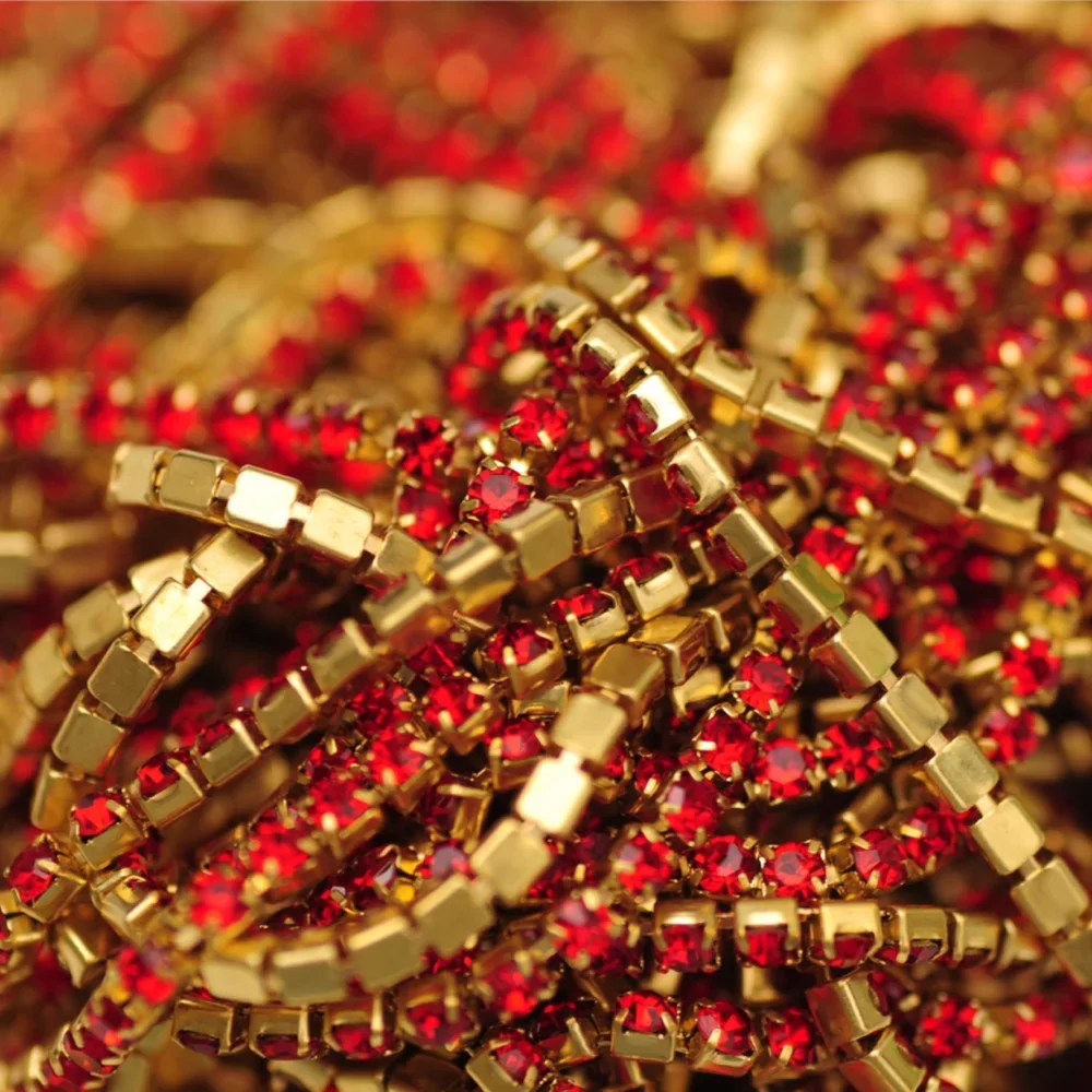YANRUO 10 Meter Nähen Kristall Close Cup Kette Strass Gold Klaue Einstellung Zierkette DIY Schmuck Zubehör – Detail 12