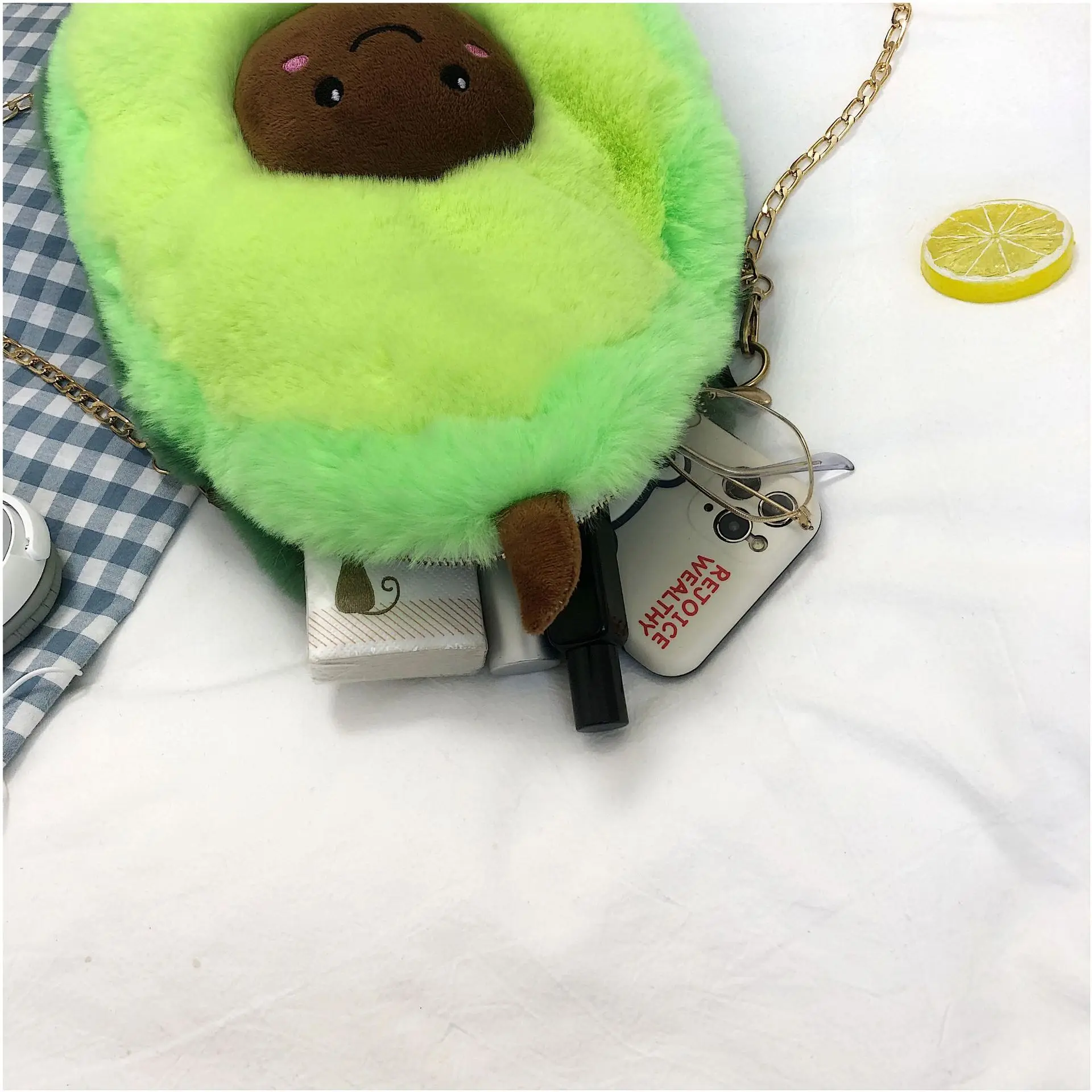 Mochila dos Desenhos Bolsas de Pelúcia Outono Inverno Novas Meninas Pequena Animados Bonito Abacate Personalizado Ombro Mensageiro Bolsa 14 Computers & Electronics
