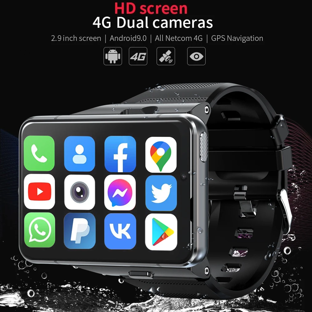 4G Smart Watch Phone, Android 9.0 MTK6761 Quad Core 4GB+64GB Smartwatch 2.88 Large Screen Men Watch 2300mAh 5.0MP+13.0MP Dual Camera Face Unlock