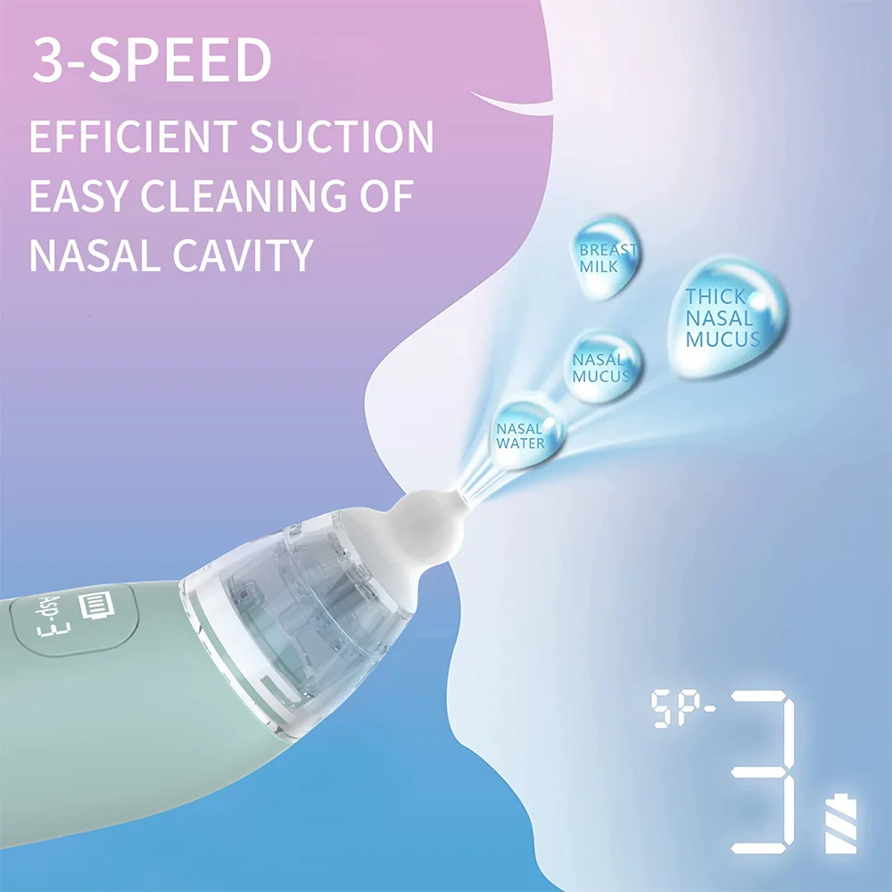 Electric Baby Nasal Aspirator Baby Nose Sucker for Infants 3 Suction Levels Low Noise Anti-backflow Nose Cleaner