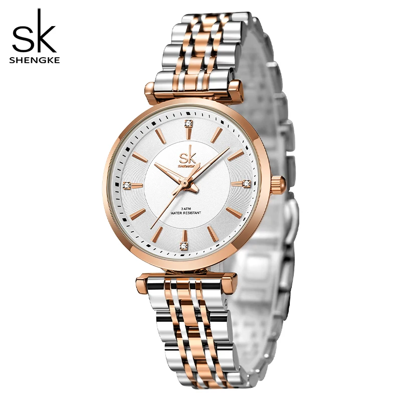 Shengke sk Watch Fashion Women Watches Black Leather Strap Woman's Quartz Wristwatches Ladies Colorful Clock Relogio Feminino 2