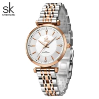 Shengke sk Watch Fashion Women Watches Black Leather Strap Woman's Quartz Wristwatches Ladies Colorful Clock Relogio Feminino 2