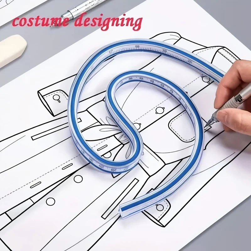 이중 눈금 곡선자, 탄성 곡선 가장자리, 다기능 플라스틱 브러시, 그림 그리기, 디자인 및 수공예 제작에 사용됨