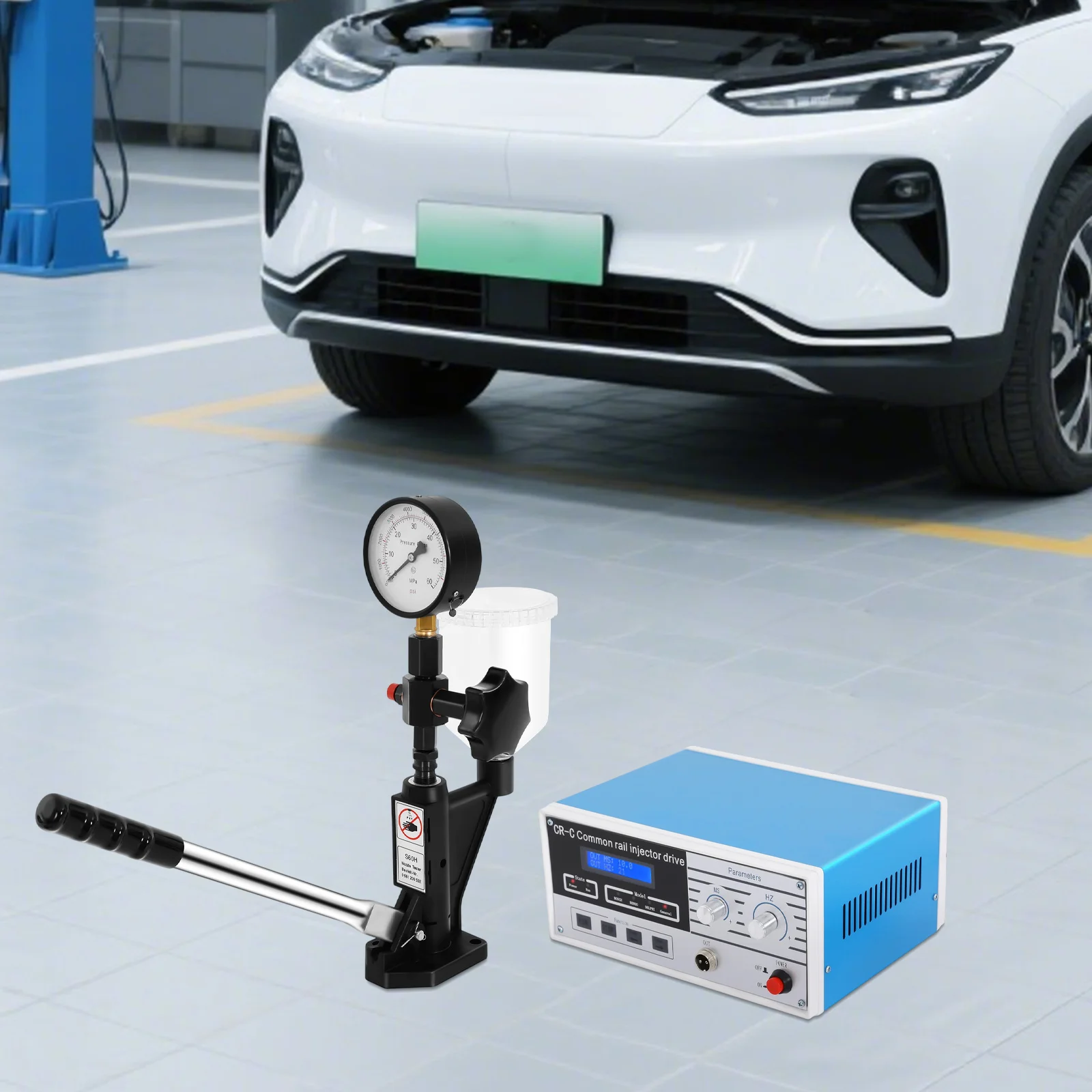 Diesel Injector Tester Tool Kit CR-C Multifunctional Common Rail Injector Tester S60H Fuel Nozzle 0-60MPa Pressure Gauge