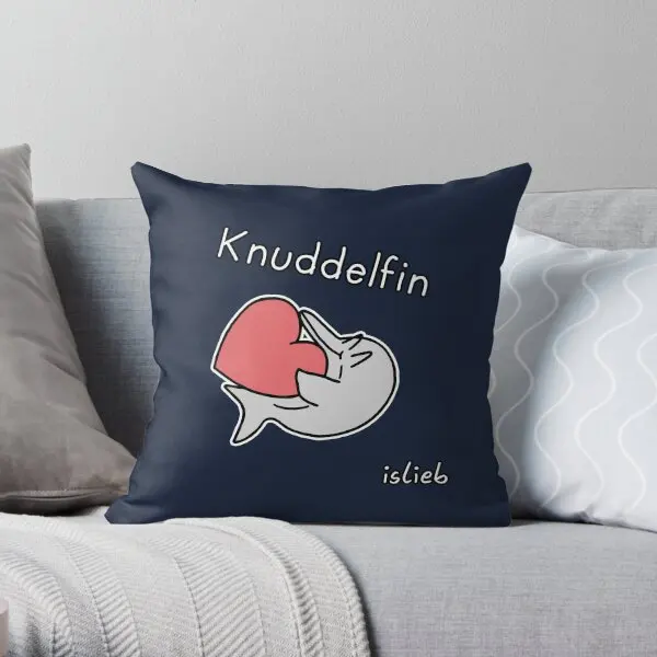 

Cuddly Dolphin Printing Throw Pillow Cover Wedding Square Case Bedroom Fashion Soft Office Car Pillows not include One Side