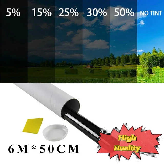 50cm X 6m 1/5/15/25/35/50 Percent VLT Window Tint Film Glass Sticker Sun Shade Film for Car UV Protector Foils Sticker Films