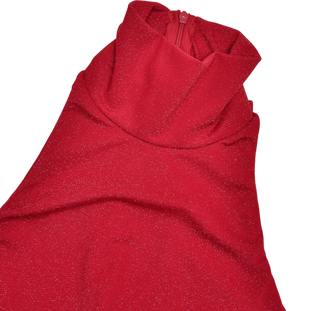 Elegant Sleeveless Elastic Tight Women Dress High Neck Bodycon Pleated Long Party Evening Dress AutumnWinter New Vestido