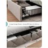 King Bed Frame with 4 Storage Drawers with Charging Station, Modern Wingback Storage Headboard, Platform Bed Frame 4
