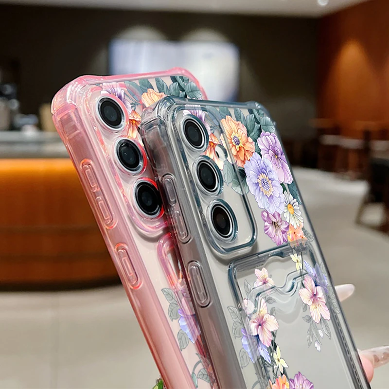 Elegant Floral Card Bag Phone Cover