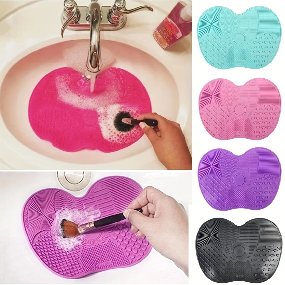 Description Picture 2 of itemSilicone Apple Scrub Pad with Suction Cup Powder Puff Scrub Pad Beauty Tool Scrub Pad Makeup Brush Cleaning Tool