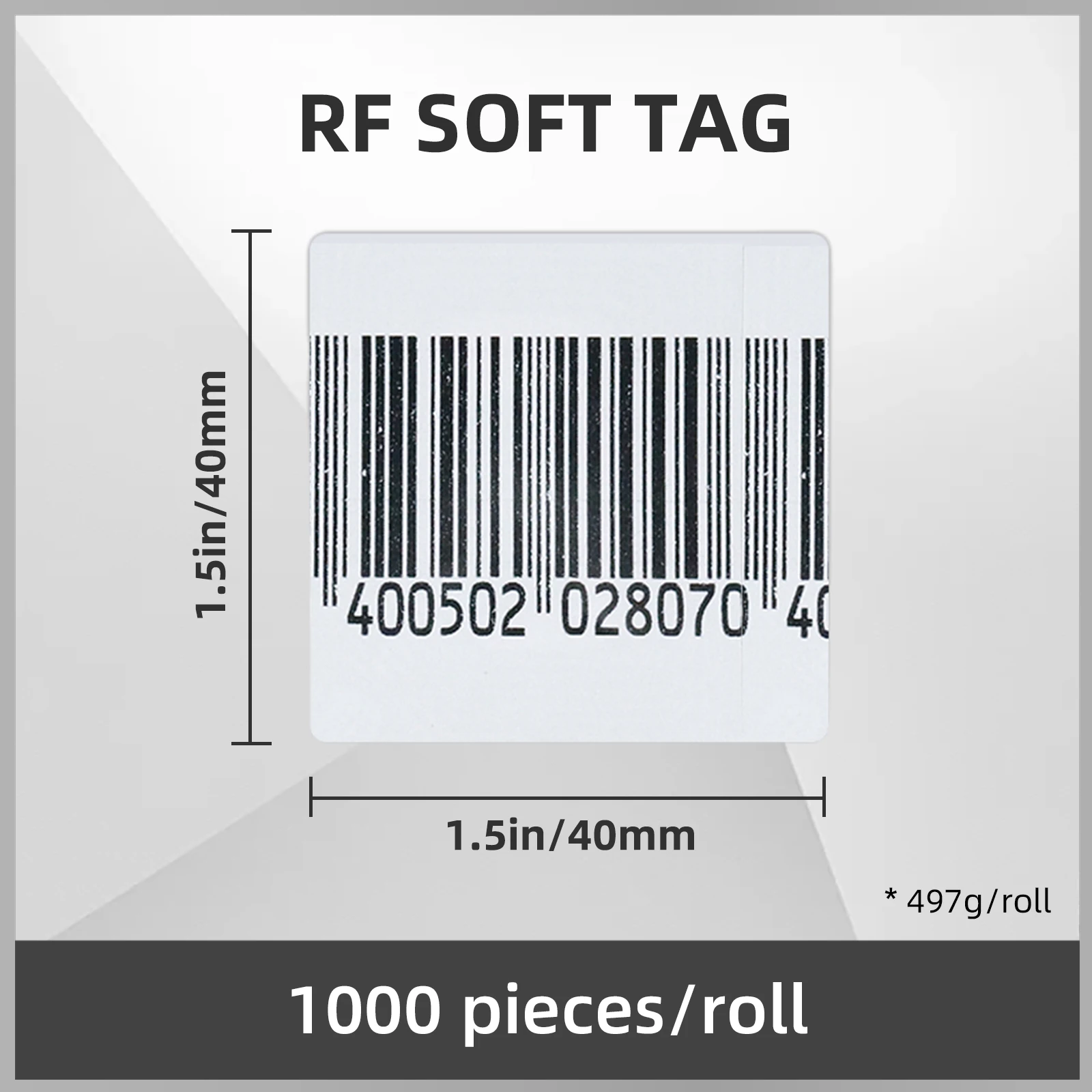 RF 8.2MHz EAS 시스템용 소매점 보안 소프트 라벨 1000개, 부티크 및 일반 상점용 도난 방지 스티커 40×40mm