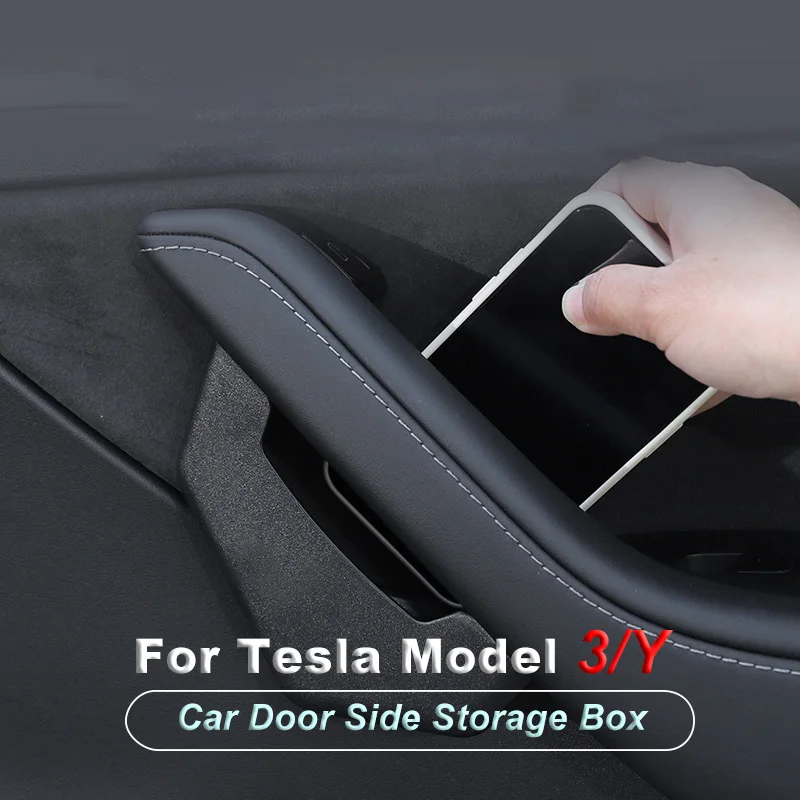 

Ящик для хранения из АБС-пластика на дверь автомобиля, внутренняя ручка, органайзер, скрытый держатель для Tesla Model 3, модель Y 2016-2021 2022 2023