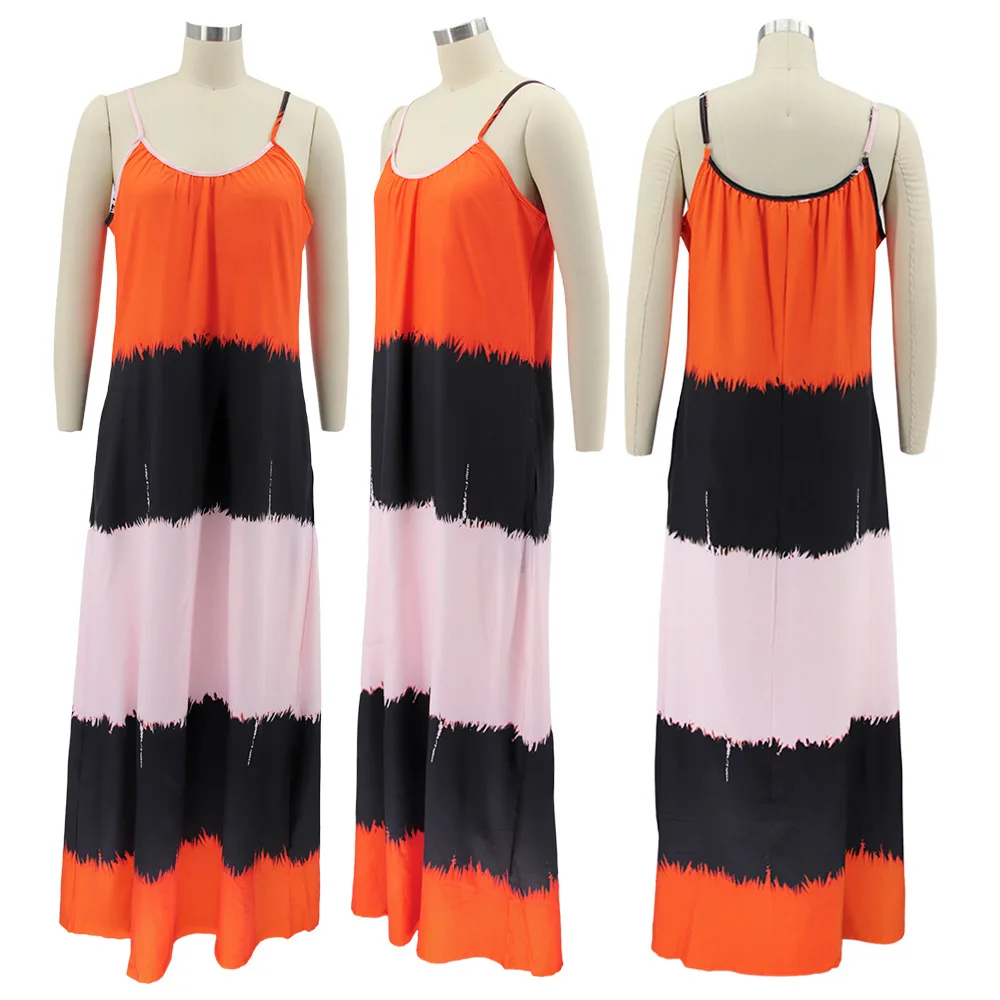 2023 Spring Women Loose Party Dress Female Sleeveless Patchwork Fashion Elegant Cloth Casual Luxury Gown Plus Size Evening Dress