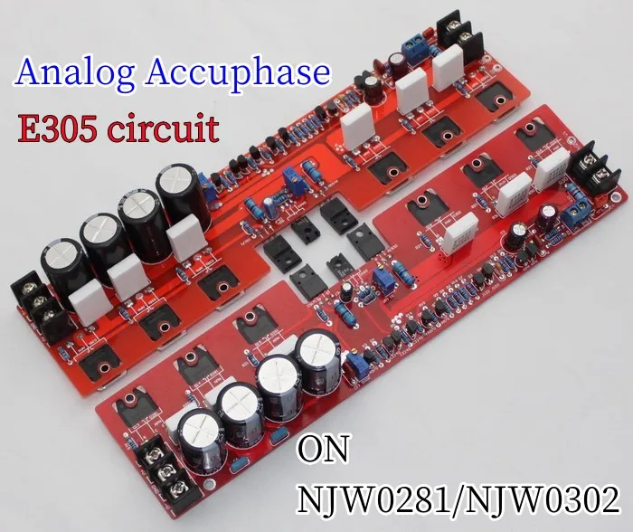 2PCS   Refer to Accuphase Circuit E305 ON MJW0281/MJW0203 Dual-channel HiFi 250W Audio Power Amplifier Board  DIY 2sc5200 2sa1943 hifi 120w dual differential full symmetric complementary ocl power amplifier board