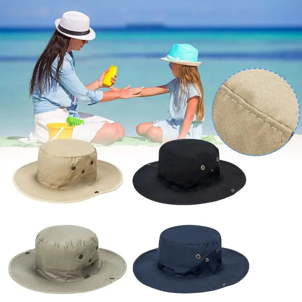 

1PCS Summer Men Camping Big Brim Sun Protection Fisherman Hat Hiking Fish Hat Mountaineering Riding Outdoor Hat Breathable D6M3