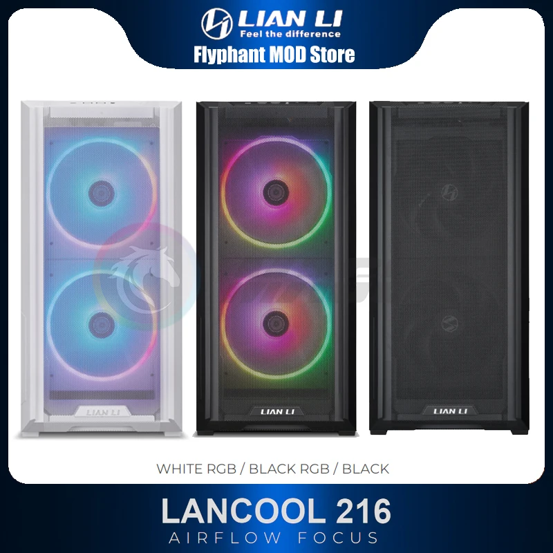 Lancool 216 Computer Case Gaming Pc Chassis Per E-Atx/M-Atx/Mini-Itx, Supporto Atx Psu 392Mm Scheda Grafica 280/360 Raffreddamento Ad Acqua
