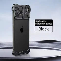 Irregular Metal Frame Bumper Phone Case with Aviation Aluminum Alloy Shockproof Cover - iPhone 17 Pro Max (Black)