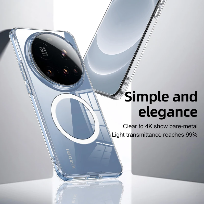 Enhanced Magnetic Wireless Charging Armor Case - Matte & Clear, Military Shockproof Cover