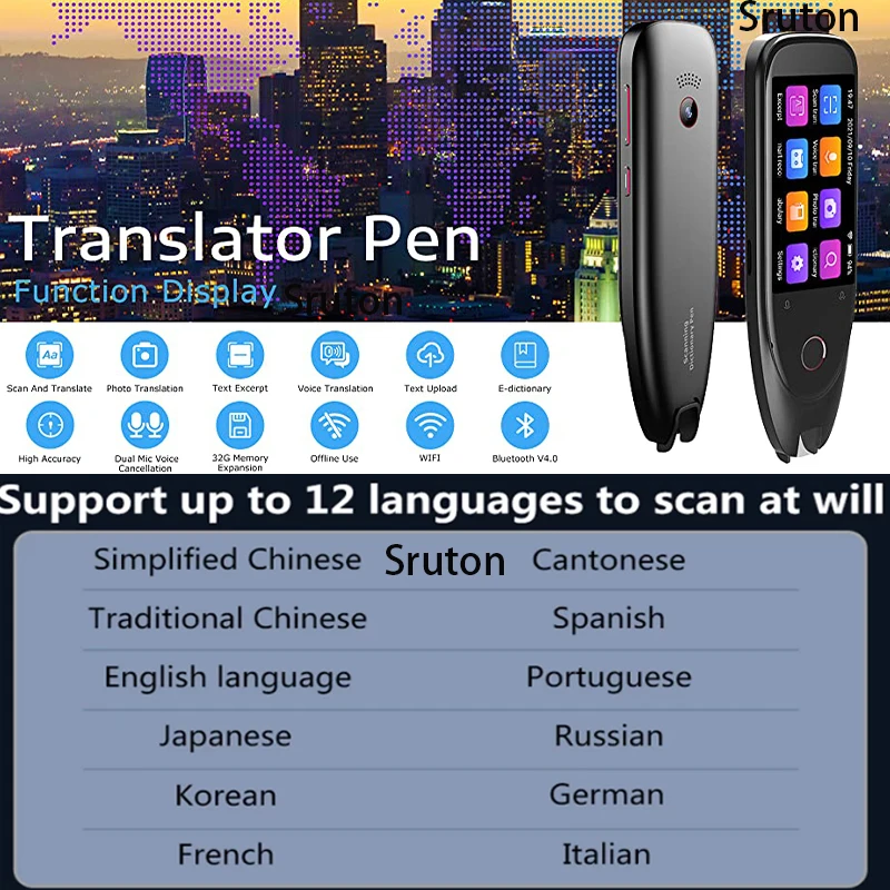 2022 S50 Dictionary Translator Pen Scanner Text Scanning Reading 116 Languages translate Touchscreen Wireless Offline Function |