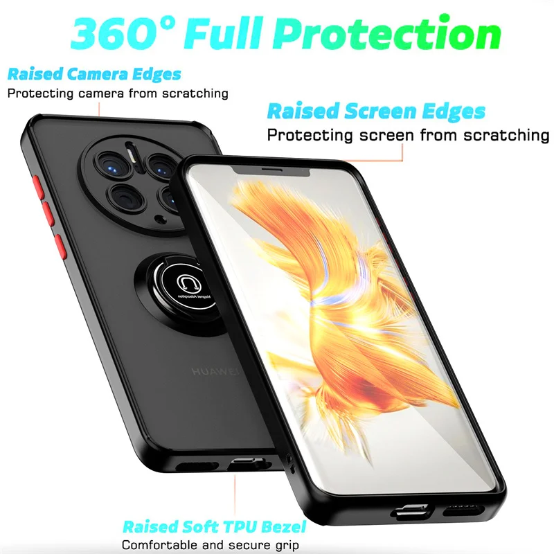 Premium Shockproof Armor Case with Magnet Holder Ring - Matte Finish