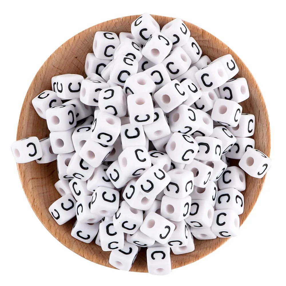 thumbnail image 1 of 20/50/100 piezas de 10 x 10 mm de cuentas acrílicas con letras blancas cuadradas, cuentas espaciadoras sueltas con forma de cubo AZ para hacer joyas, accesorios de bricolaje, 1 of 5